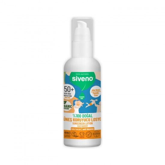 %100 Doğal Tüm Aile için Güneş Losyonu 50 Faktör 100 mL