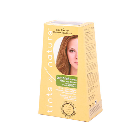 Organik Saç Boyası - 7D Orta Altın Sarı