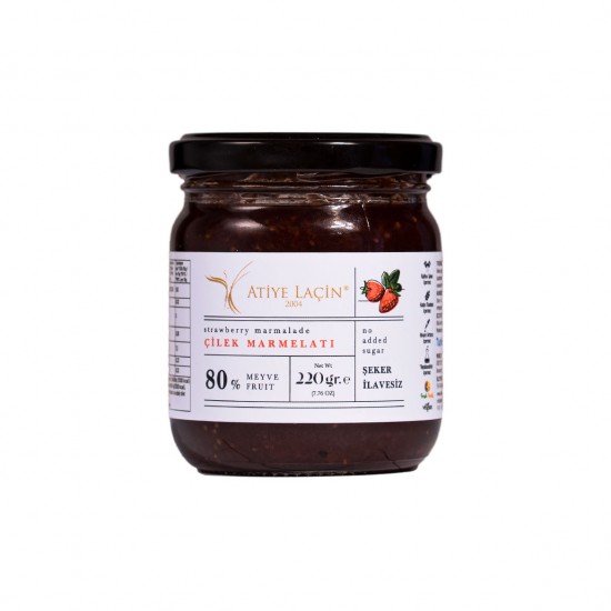 Çilek Marmelatı %80 Meyve (Şeker İlavesiz) 220 gr